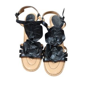 Born Crown Hydrangea Heel Sandals Size 10 42 Leather Floral Bohemian Festival 90